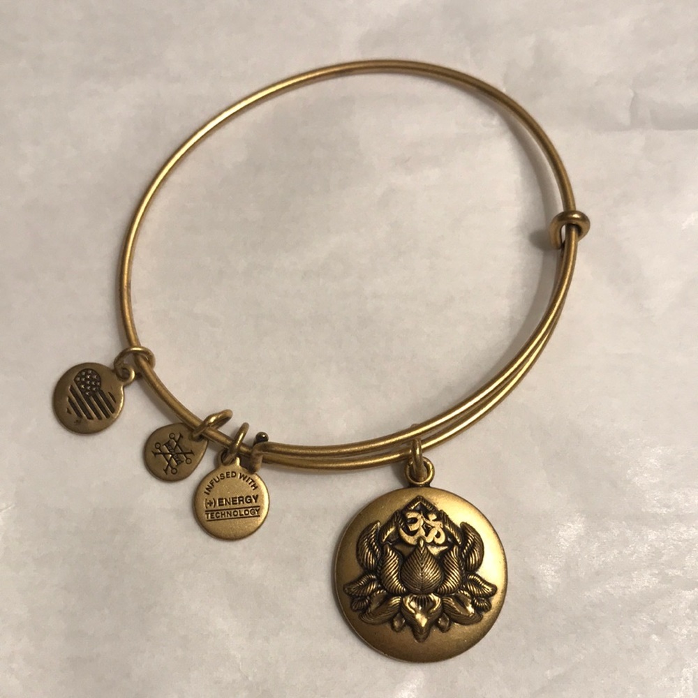 Gold Alex and Ani Lotus flower bracelet